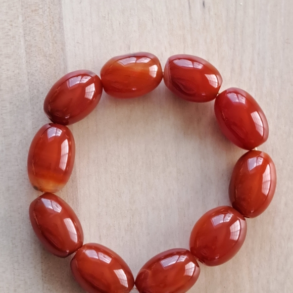 Carnelian Agate Grape Beaded Bracelet Natural Mineral Orange Red - Picture 5 of 6